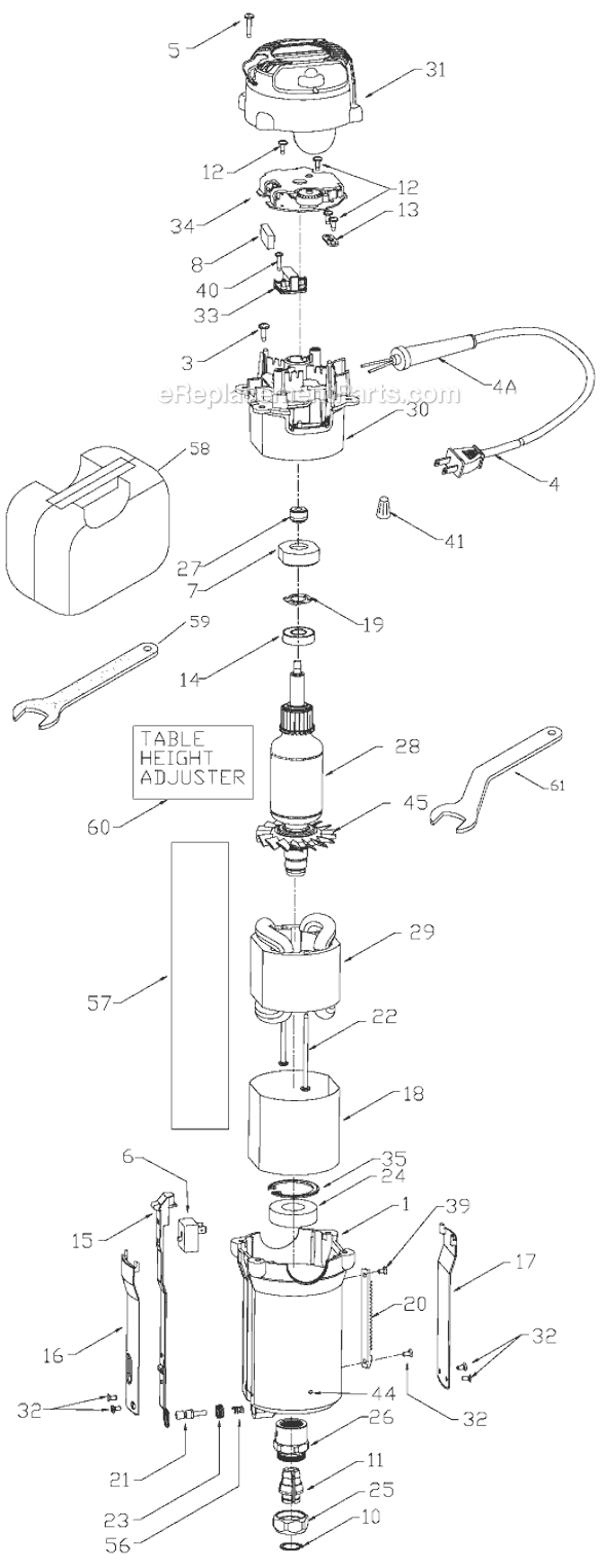 Page A Diagram and Parts List for 8902 Type 1 Porter Cable Router